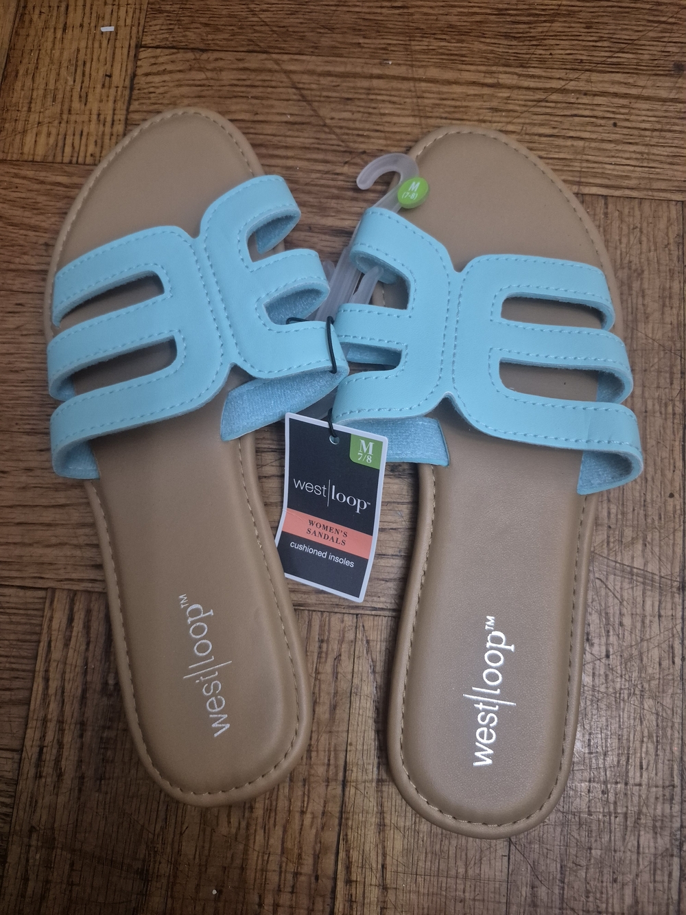 west loop Mint Green Slide Sandals